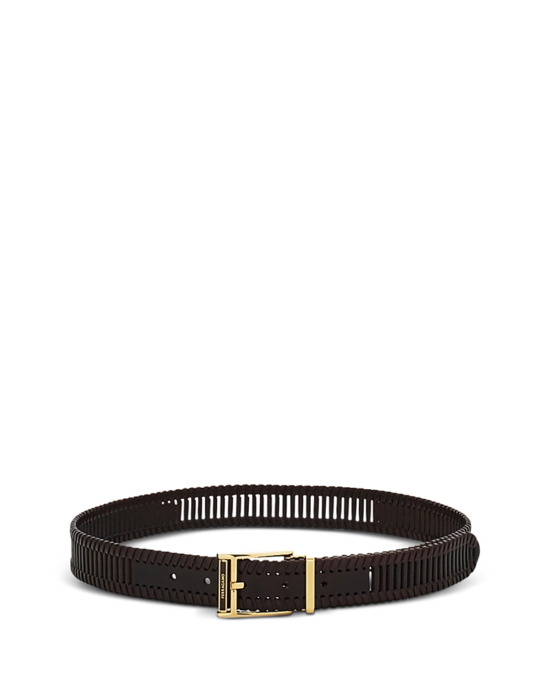 Ferragamo Men's Gold Buckle Slotted Belt