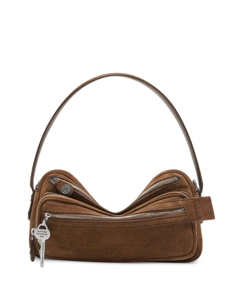 Acne Studios Camero Party Suede Shoulder Bag in Cognac Brown