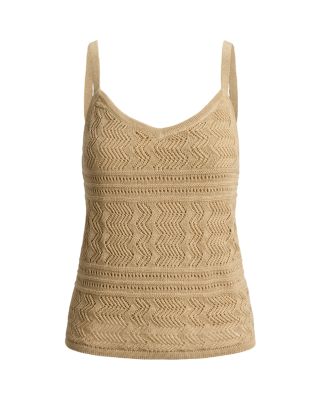 Pointelle Knit Linen-Blend Sweater Tank Top