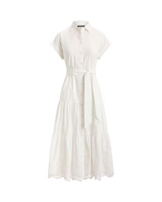 Eyelet Broadcloth Tiered Shirtdress
