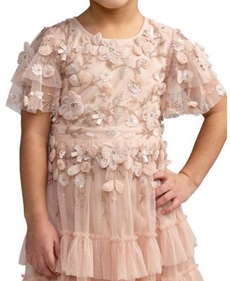 Girls' Flutter Sleeve Tiered Ruffle Gown - Little Kid, Big Kid