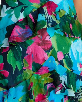 Chiffon Floral Print Ruffle Dress - Exclusive