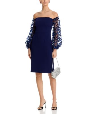 Off The Shoulder Balloon Sleeve Cocktail Dress