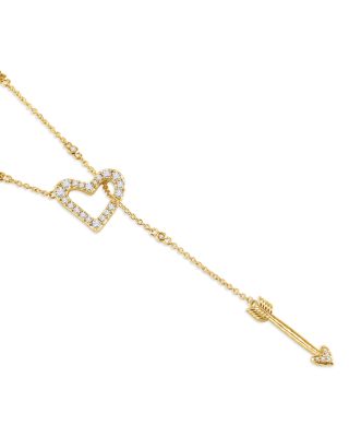 Heart Lariat Necklace, 15.75"