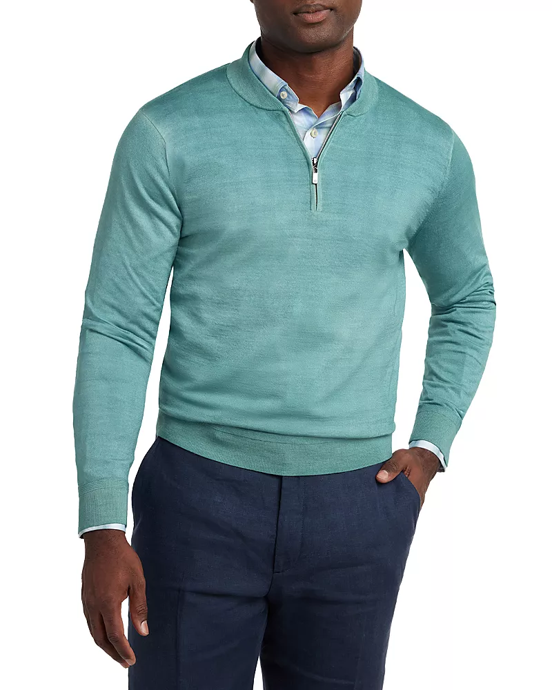David Donahue Skipper Merino Wool Blend Quarter Zip Sweater