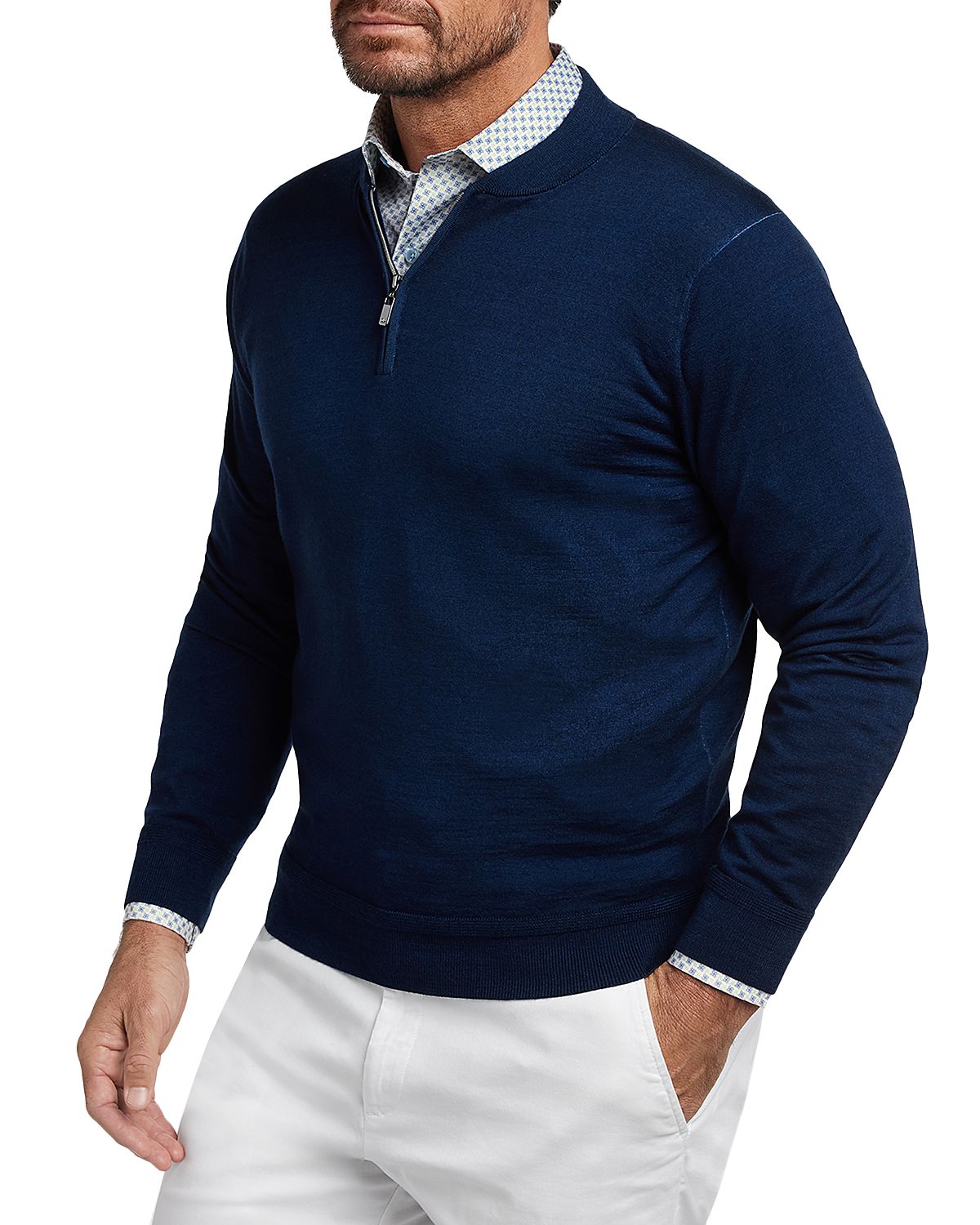 David Donahue Skipper Merino Wool Blend Quarter Zip Sweater