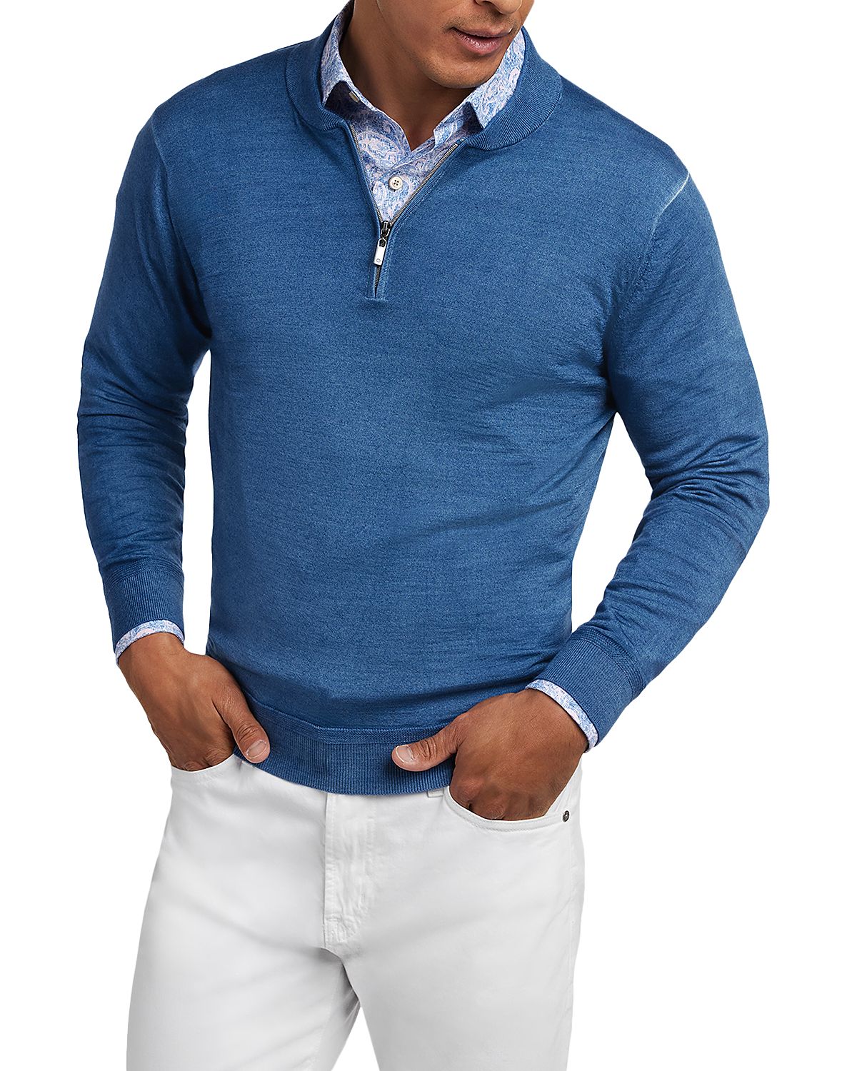 David Donahue Skipper Merino Wool Blend Quarter Zip Sweater