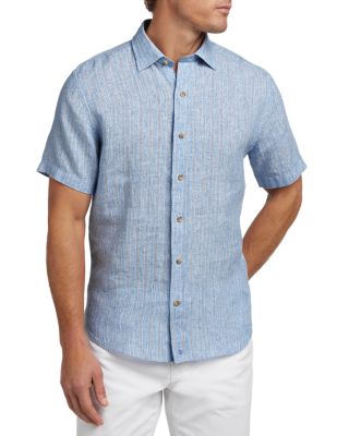 Linen Stripe Short Sleeve Shirt