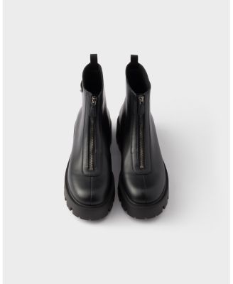  Women's Leather Zipper Booties