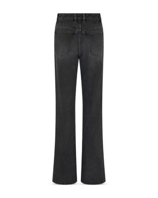Pantalon High Rise Cotton Jeans in Used Black Denim