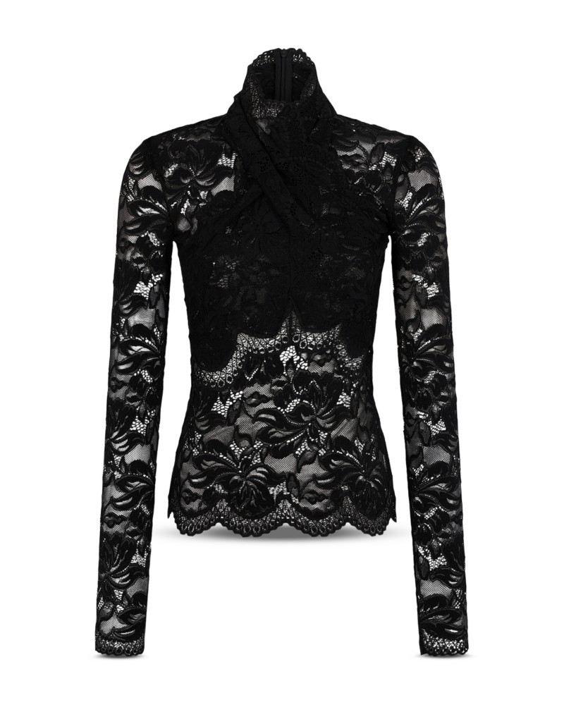 Rabanne Lace Long Sleeve Top in Black