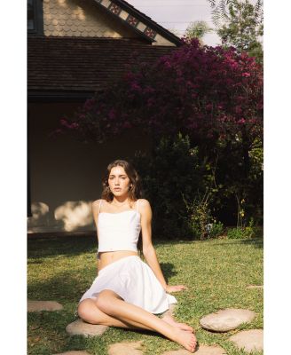 Sateen Weave Flare Mini Skirt