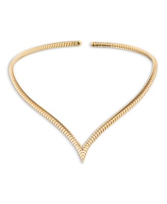 18K Yellow Gold Trisolina V Collar Necklace, 14"