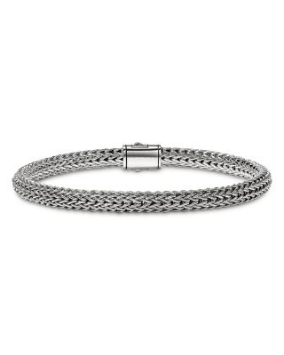 Sterling Silver Icon Blue Sapphire Pav&eacute; Woven Chain Link Bracelet, 5mm