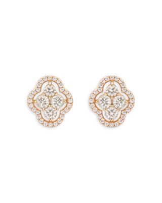 18K Rose Gold Maison Diamond Halo Cluster Stud Earrings