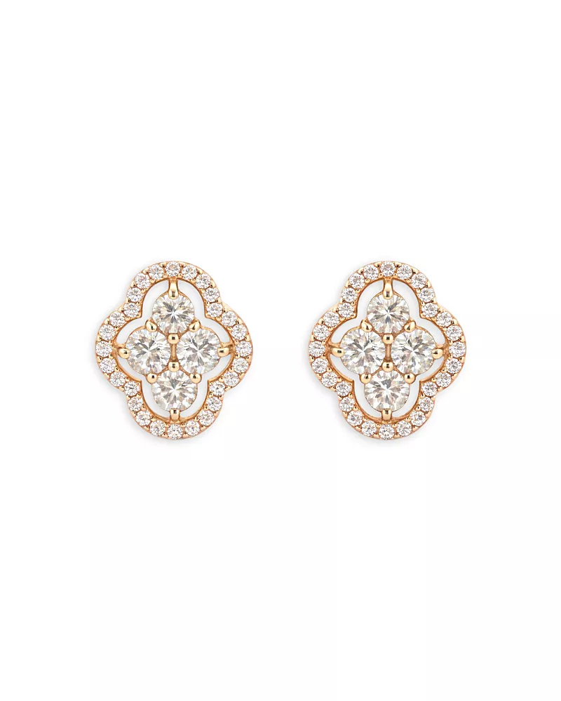 Piranesi 18K Rose Gold Maison Diamond Halo Cluster Stud Earrings