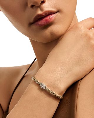 14K Bonded Gold & Sterling Silver Icon Reversible Woven Link Bracelet, 5mm