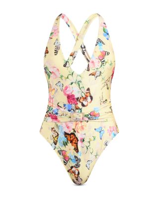 Lisa Garden Butterflies Plunge One Piece Swimsuit