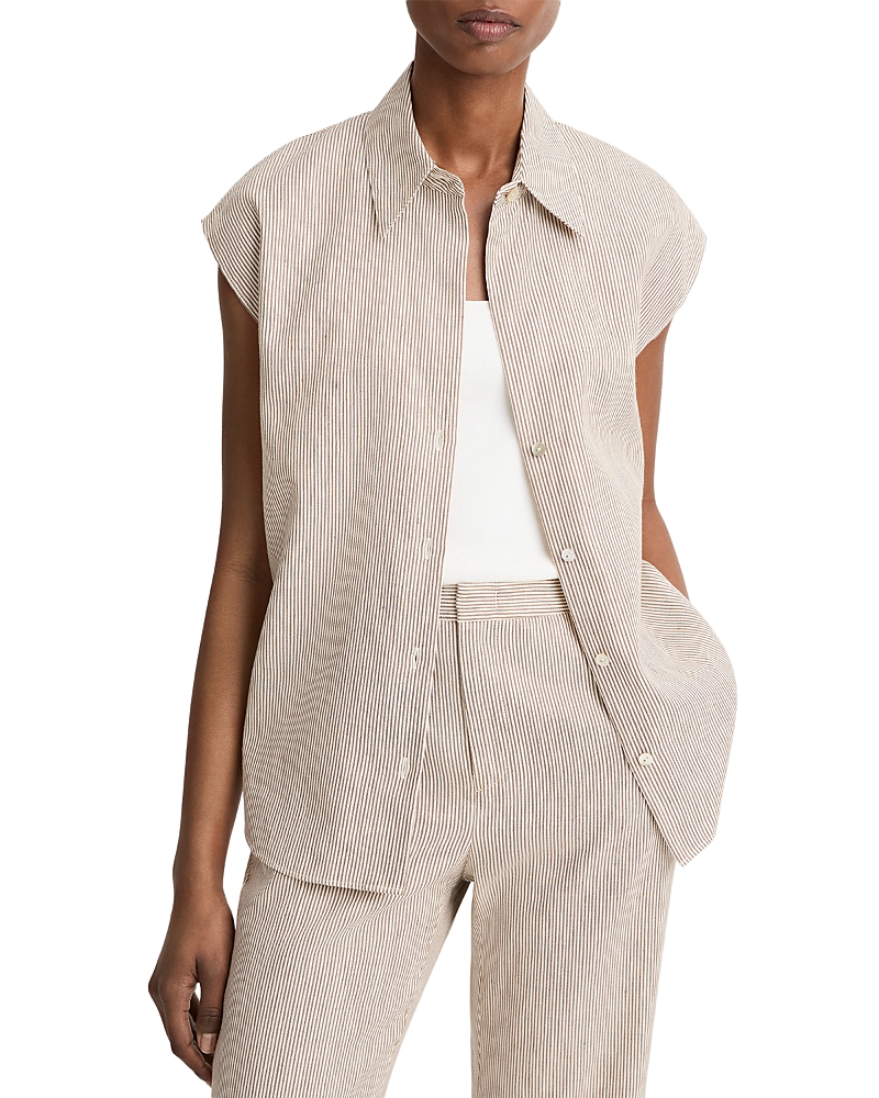 Vince Ticking Stripe Linen Top