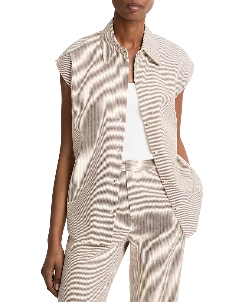 Vince Ticking Stripe Linen Top