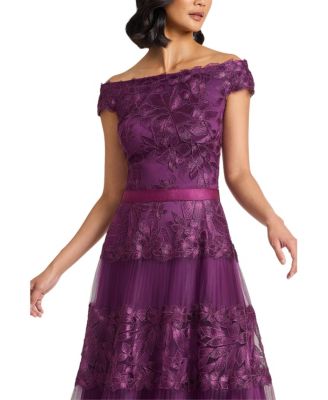  Adriane Floral Embroidered Tea-Length Dress