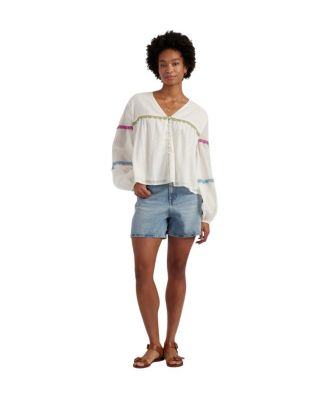  Women's Cotton Rainbow Scallop Blouse