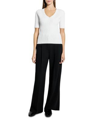 Pointelle V Neck Tee