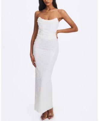  Myra Beaded Mesh Strapless Wedding Dress