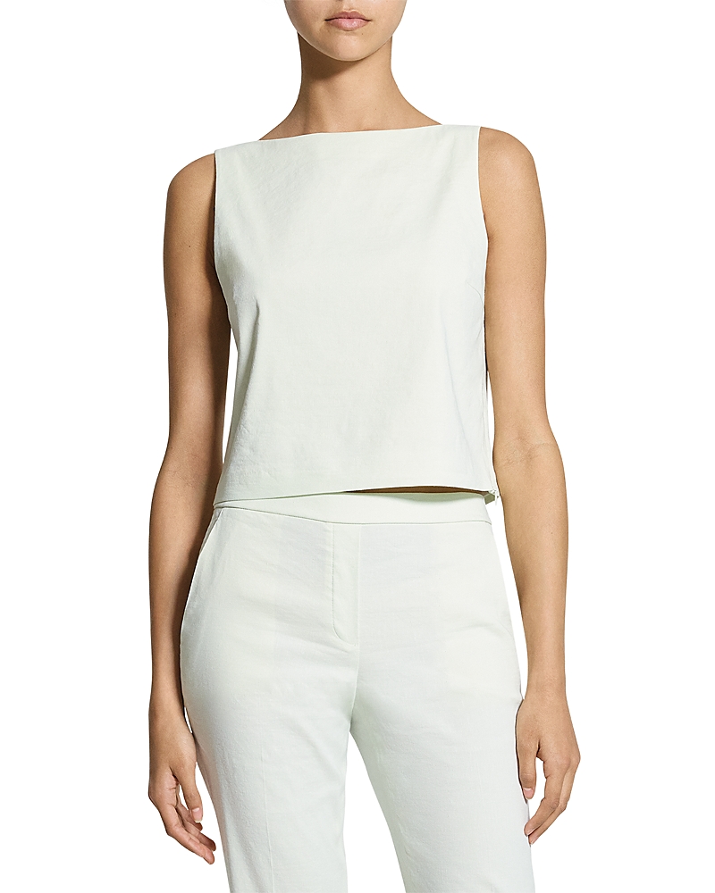 Theory Bateau Neck Linen Cropped Top