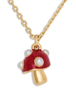 Secret Garden Imitation Pearl Mushroom Pendant Necklace, 16-19" 