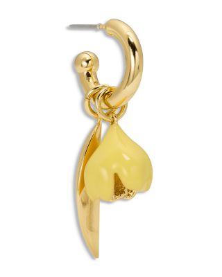 Golden Bloom Flower Charm Hoop Earrings