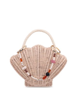 Small Shell Shaped Rattan Clutch - Exclusive 