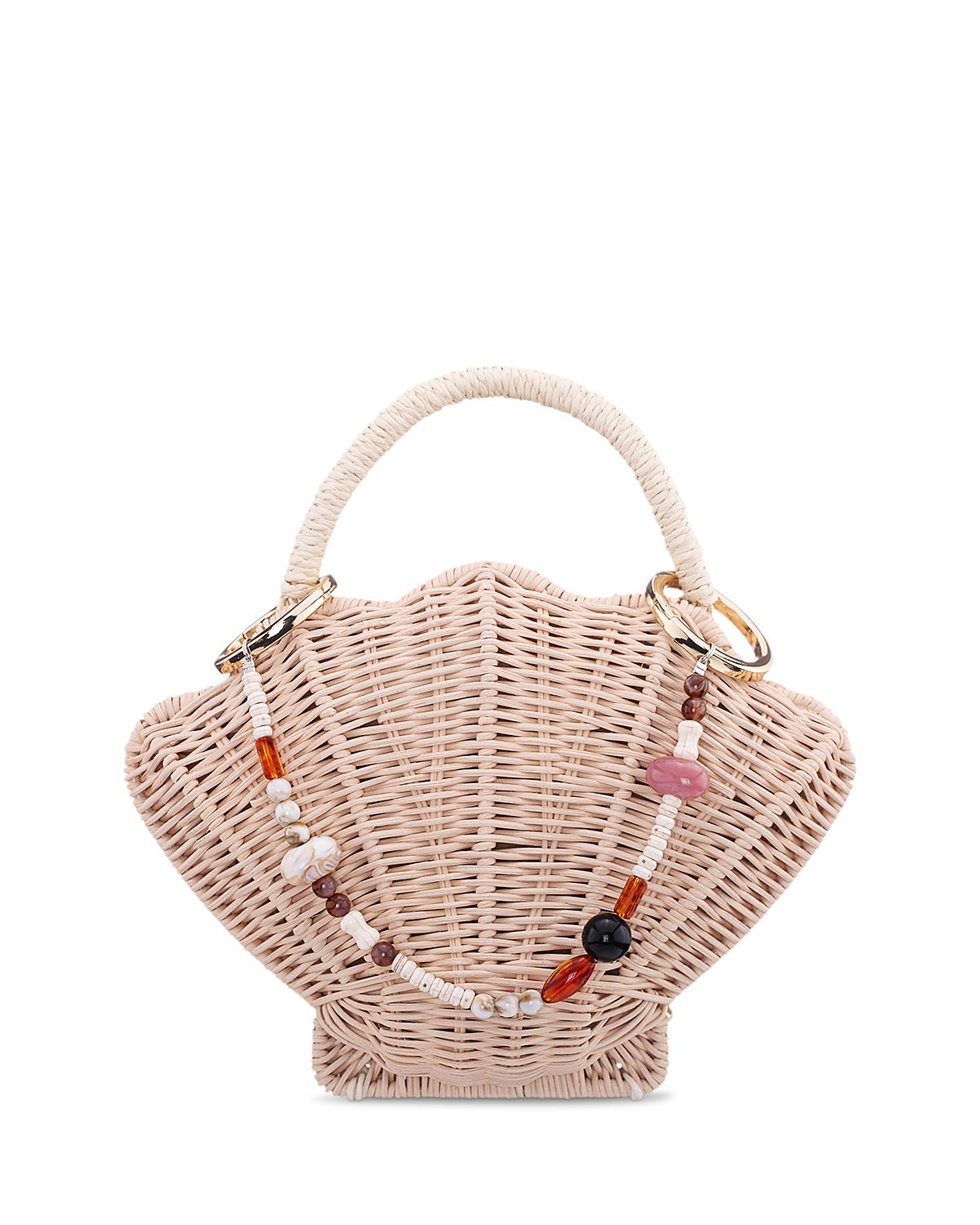 Aqua Small Shell Shaped Rattan Clutch - Exclusive