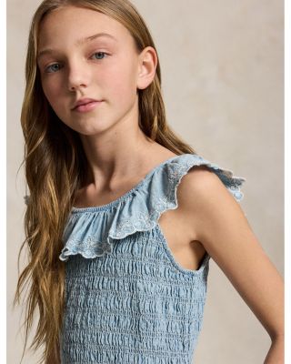 Girls' Blueberry Overlay Indigo Chambray Dress - Big Kid