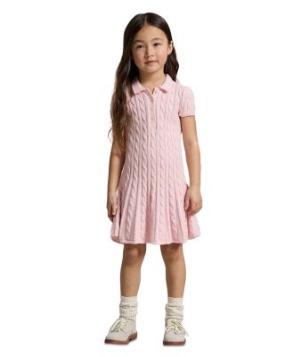 Girls' Cable Knit Cotton Polo Sweater Dress - Little Kid, Big Kid