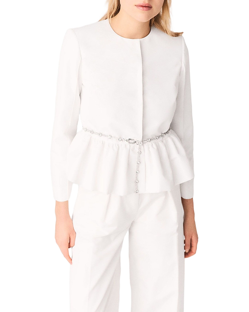Maje Cropped Jacket with Embellished Belt