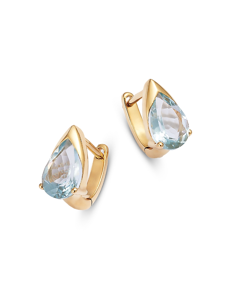 Bloomingdale's Fine Collection London Blue Topaz Pear Huggie Hoop Earrings in 14K Yellow Gold