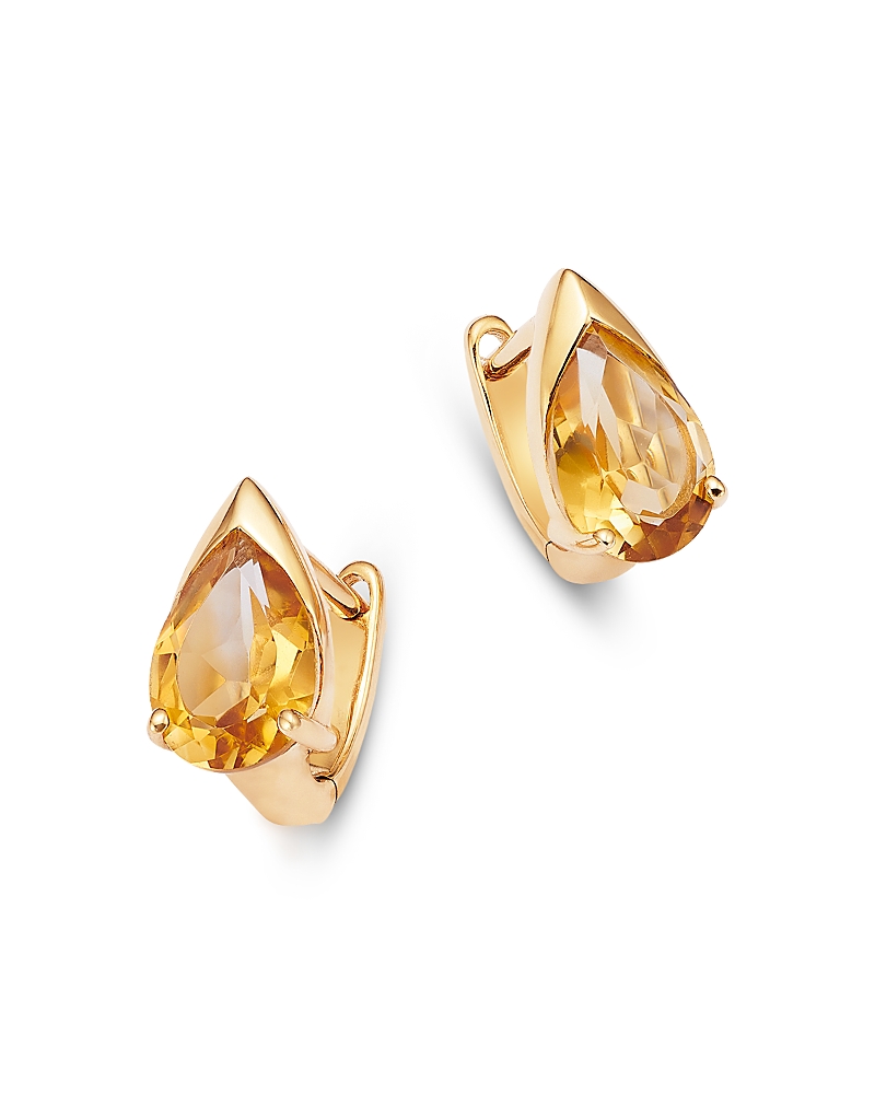 Bloomingdale's Fine Collection London Blue Topaz Pear Huggie Hoop Earrings in 14K Yellow Gold