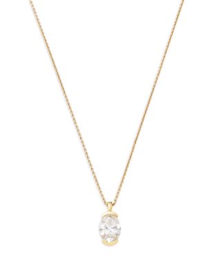 Bloomingdale's Fine Collection Luxe Collection Certified Lab Grown Diamond Oval Half Bezel Solitaire Pendant Necklace in 14K Yellow Gold, 2.0 tcw