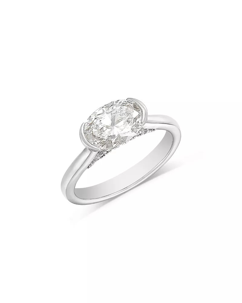 Bloomingdale's Fine Collection Luxe Collection Certified Lab Grown Diamond Oval Cut Solitaire Ring in 18K White Gold, 1.6 tcw