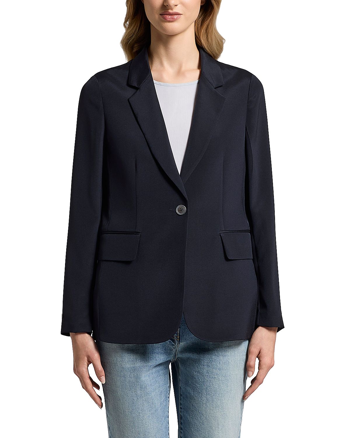 Peserico Single Breasted Crepe de Chine Blazer