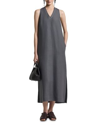 Sleeveless V Neck Long Dress