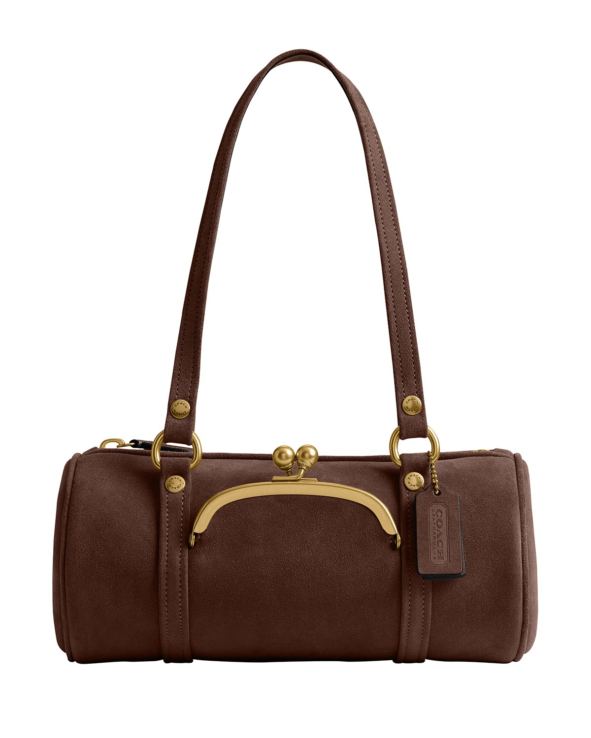 Medium Suede Barrel Bag