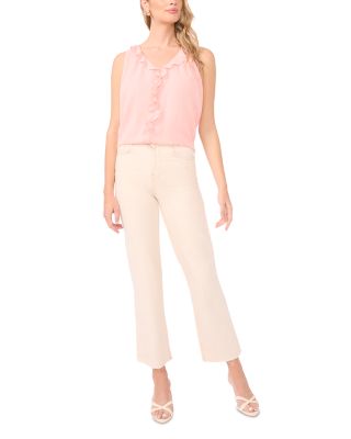 V Neck Sleeveless Ruffle Top