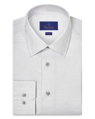 Trim Fit Stretch Twill Micro Check Dress Shirt