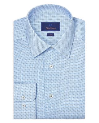Trim Fit Stretch Geometric Print Dress Shirt