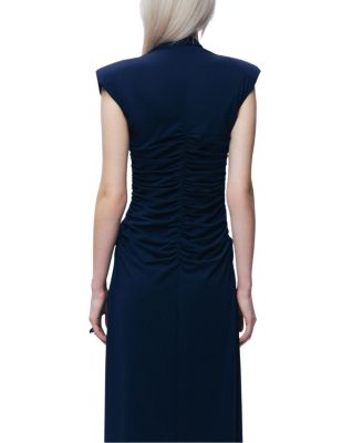  Zip-Front Draped Maxi Dress