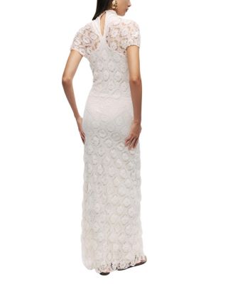  High-Neck Lace Maxi Dress