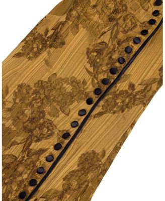  High-Neck Button-Detail Midi Dress