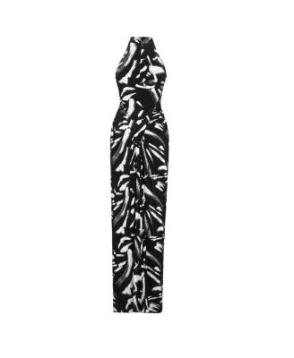  Printed Halter Maxi Dress